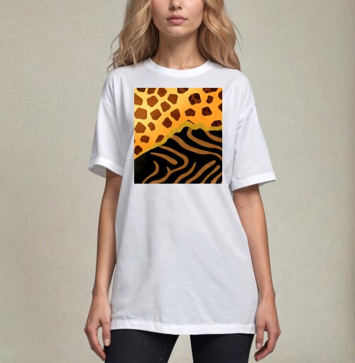Фотография футболки Golden animal print / Золотой анималистичный паттерн зебры и жирафа