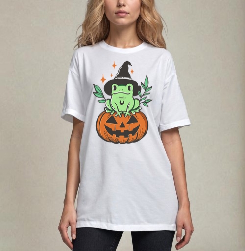 Фотография футболки Witch Frog Pumpkin / Ведьма Лягушка Магия Хэллоуина Октябрь