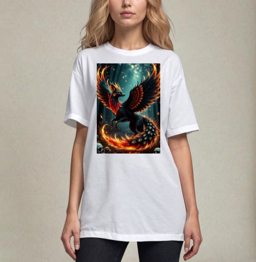 Фотография футболки Fire Fox Phoenix Hybrid – Огненная лиса феникс в лесу мистический дух природы
