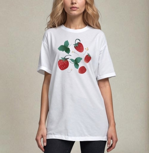 Фотография футболки Fresh Red Sweet Berries Strawberry Garden – Садовая клубника