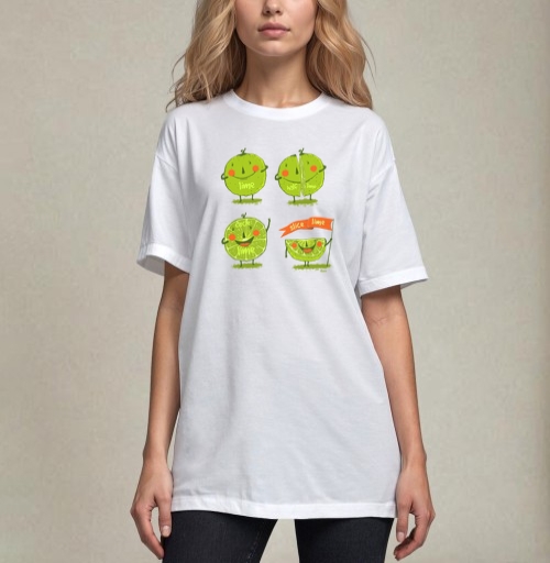 Фотография футболки Лайм в разных видах нарезки Lime in Different Cuts