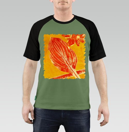Мужская футболка Regular реглан с рисунком Сохранить солнце 159282, размер 46 (S) &mdash; 58 (4XL), цвет олив/черн, материал - 100% хлопок высшее качество - купить в интернет-магазине Мэриджейн в Москве и СПБ