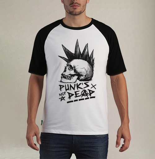 Фотография футболки Череп с ирокезом PUNKS NOT DEAD – панк-графика