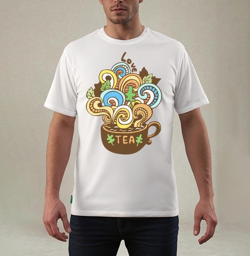 Фотография футболки Чашка Love Tea с ярким фантазийным дизайном