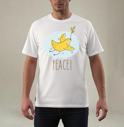 Фотография футболки Банан-птица 'PEACE!' — символ мира и юмора