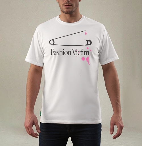 Фотография футболки Белая английская булавка c розовыми пятнами Fashion Victim