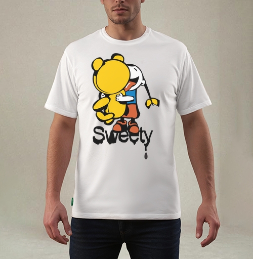 Фотография футболки Девочка обнимает плюшевого мишку с языком Sweety