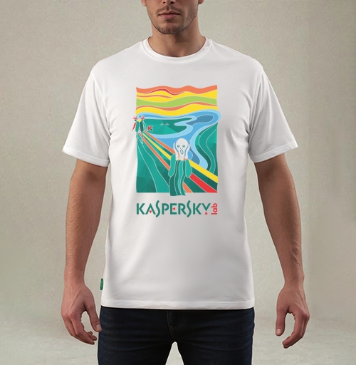 Фотография футболки Современная Интерпретация «Крика» с Логотипом Kaspersky