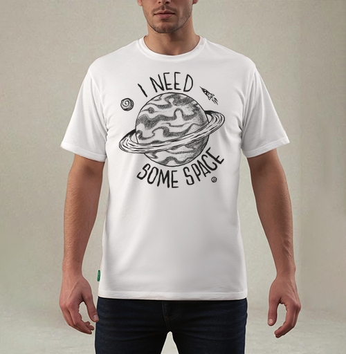 Фотография футболки Космическая сцена с игрой слов I NEED SOME SPACE