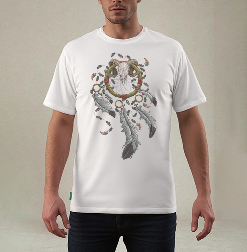 Фотография футболки Магический ловец снов с черепом барана Dreamcatcher Skull Amulet