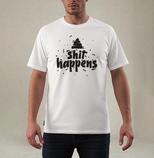 Фотография футболки Стикер «Shit happens» — смелый графический дизайн