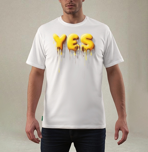Фотография футболки Объемные желтые капающие буквы да Yes
