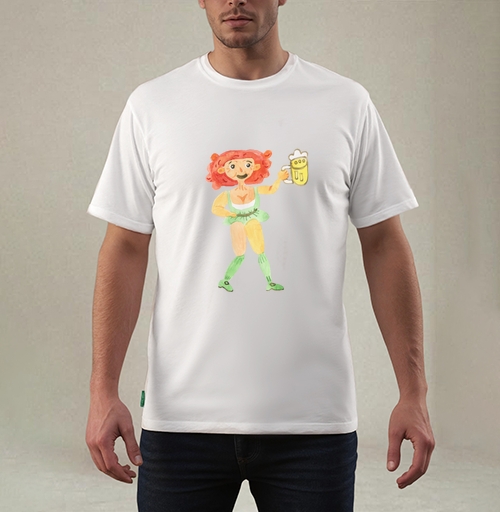 Фотография футболки Рыжая девушка с пивом куинтэссенция веселья вечеринок