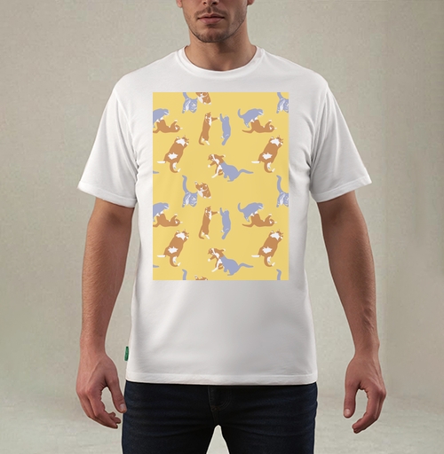 Фотография футболки Playful Pets Cats Pattern – Паттерн игры веселых котиков дизайн