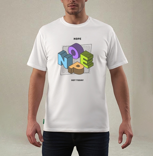 Фотография футболки Яркая 3D-композиция NOPE с дерзким отказом