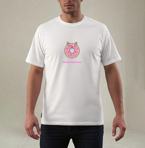Фотография футболки Милый пончик-кошка с надписью Donut Mind Me