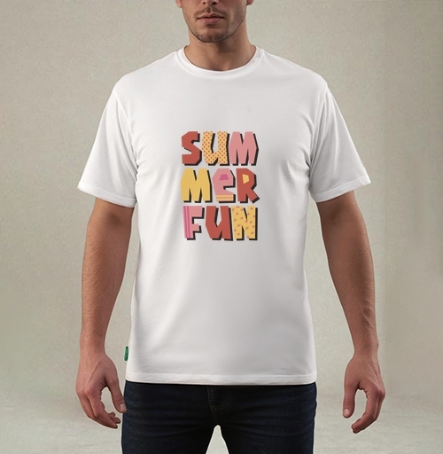 Фотография футболки Летние забавы теплые цвета летний текст summer fun