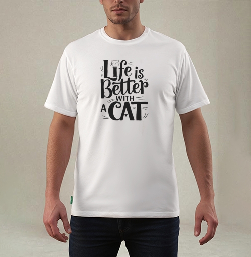 Фотография футболки Life Is Better With A Cat Жизнь Лучше С Котом