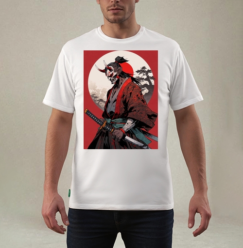 Фотография футболки Warrior Demon in Traditional Kimono / Воин демон самурай в маске