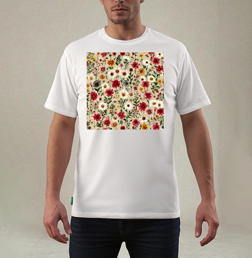 Фотография футболки Vintage Wildflower Meadow Garden Pattern / Винтажный луг садовый полевые цветы