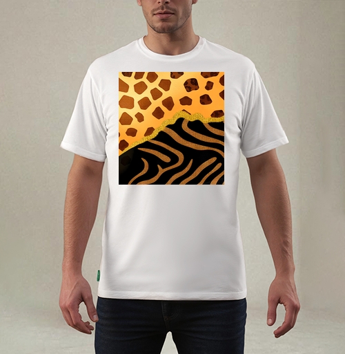 Фотография футболки Golden animal print / Золотой анималистичный паттерн зебры и жирафа