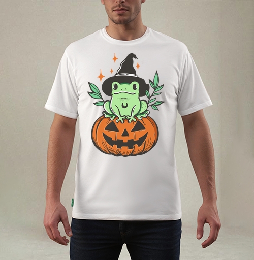 Фотография футболки Witch Frog Pumpkin / Ведьма Лягушка Магия Хэллоуина Октябрь