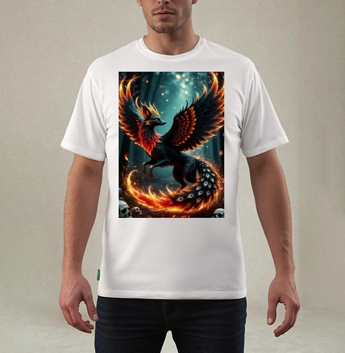 Фотография футболки Fire Fox Phoenix Hybrid – Огненная лиса феникс в лесу мистический дух природы