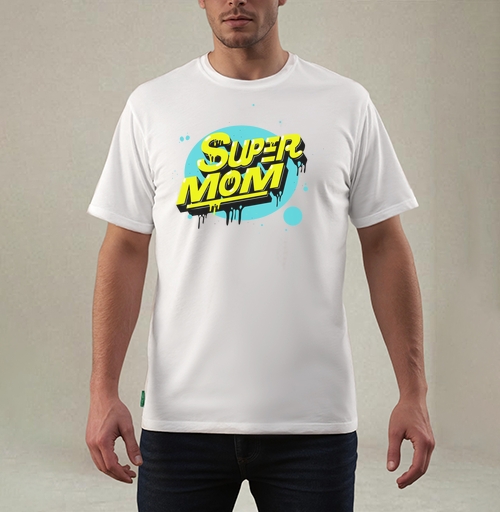 Фотография футболки SUPER MOM – Супермаама яркая уверенная мощь драйв