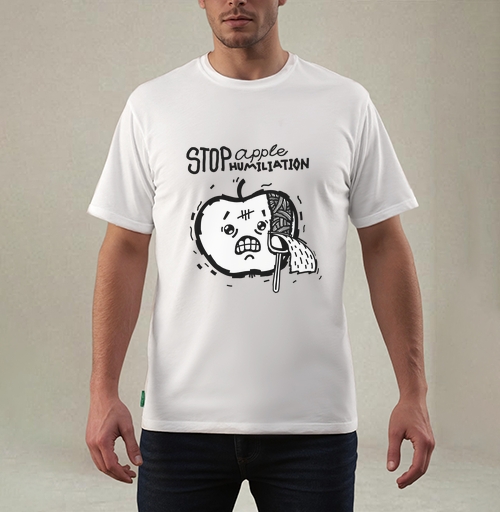Фотография футболки Сатирическое изображение: Яблоко против унижения