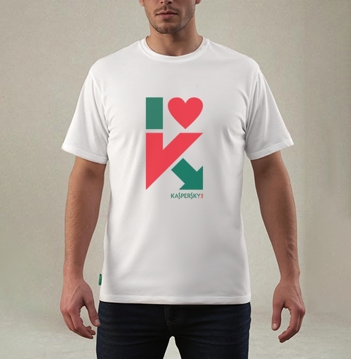 Фотография футболки Стильный логотип I love Kaspersky с сердцем и стрелкой