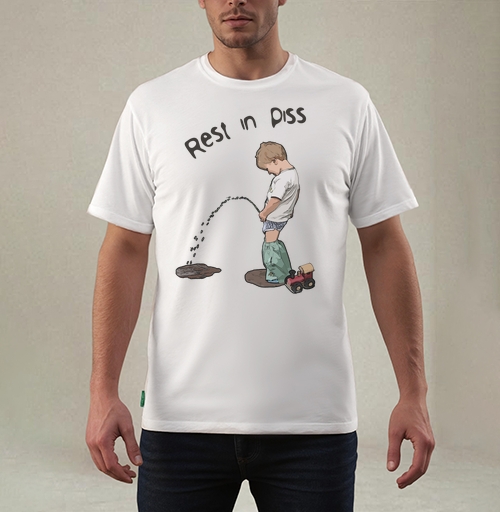 Фотография футболки Ироничная футболка REST IN PISS с забавным принтом