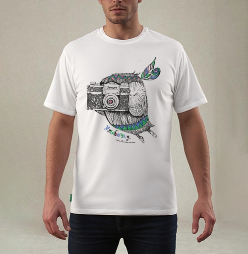 Фотография футболки Улыбочку, сейчас вылетит птичка !