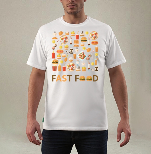Фотография футболки Яркий паттерн еды в стиле flat design