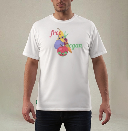 Фотография футболки Весёлые веганские герои: Free Vegan
