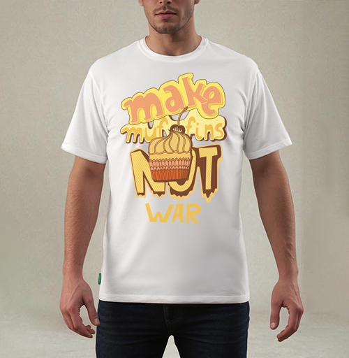 Фотография футболки Футболка с принтом Make Muffins Not War