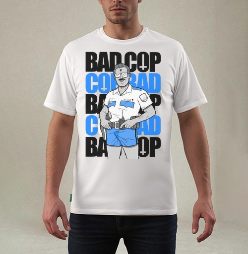 Фотография футболки Ироничный принт Bad Cop McLOVIN в стиле комикс-арт