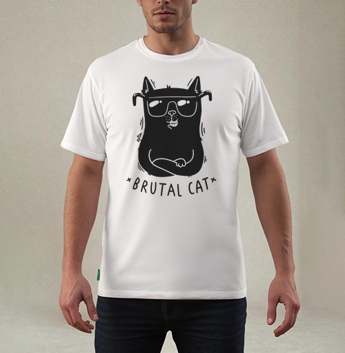 Фотография футболки Футболка с принтом «Brutal Cat» в стиле минимализм