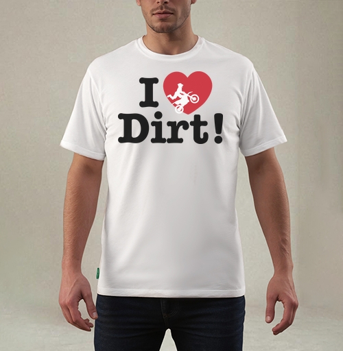 Фотография футболки Футболка I ❤️ Dirt – страсть к мотокроссу и грязи