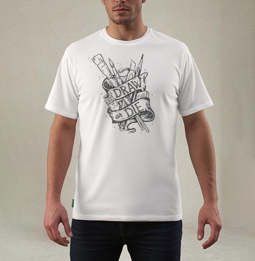 Фотография футболки Винтажный арт-плакат «DRAW or DIE»