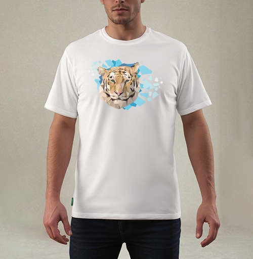 Фотография футболки Низкополигональный портрет тигра в ледяных осколках