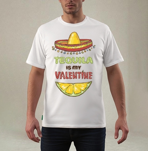 Фотография футболки Открытка «Tequila is my Valentine» с юмором