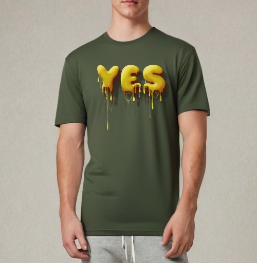 Фотография футболки Объемные желтые капающие буквы да Yes