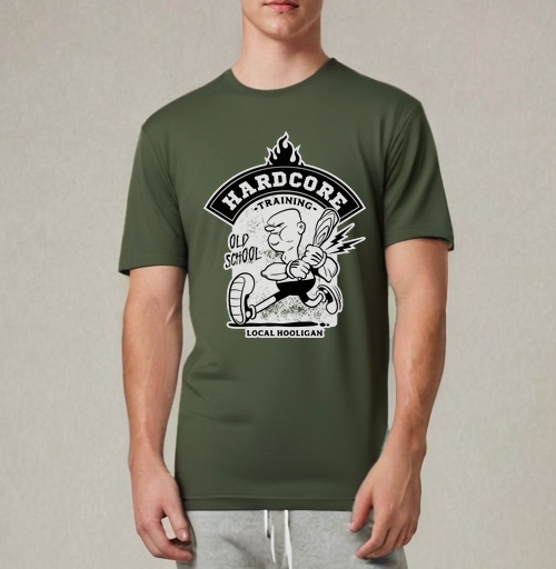 Фотография футболки Хардкор тренинг персонаж с битой в движении local hooligan