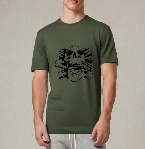 Фотография футболки Череп с костями символ смерти мрачная атмосфера