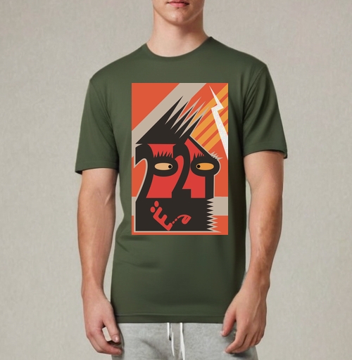 Фотография футболки Искаженное лицо кризисный год в ярких цветах