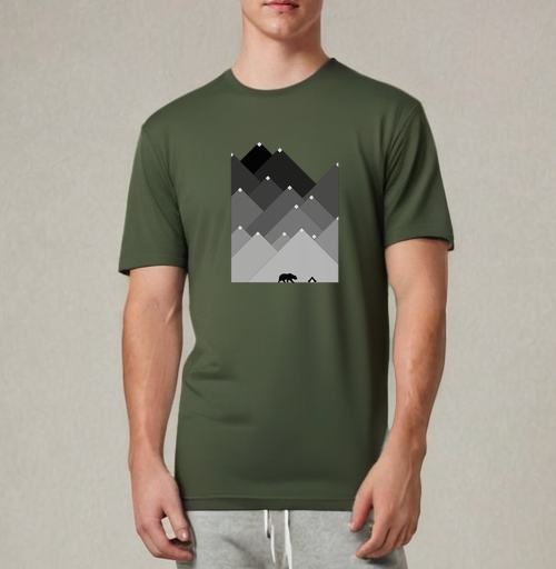 Фотография футболки Медведи, Горы и Палатка  Номер Четырнадцать