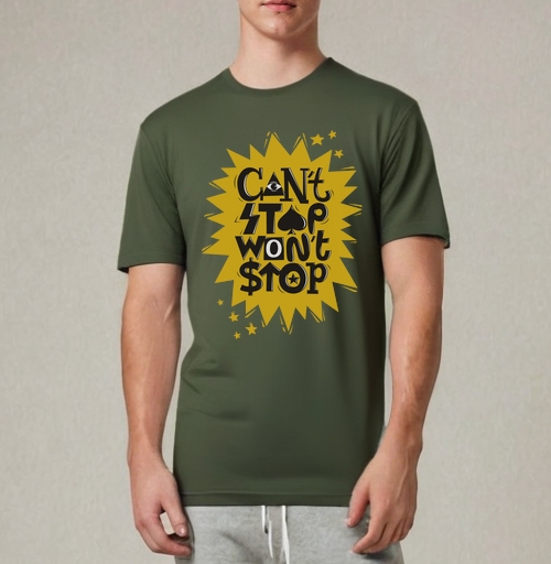 Фотография футболки Надпись Cant stop wont stop Не остановлюсь Мотивация Типографика Успех