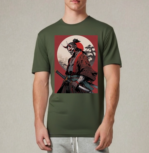 Фотография футболки Warrior Demon in Traditional Kimono / Воин демон самурай в маске