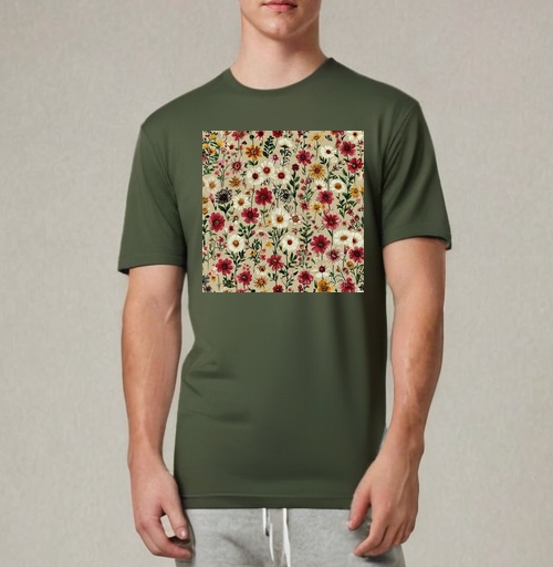 Фотография футболки Vintage Wildflower Meadow Garden Pattern / Винтажный луг садовый полевые цветы