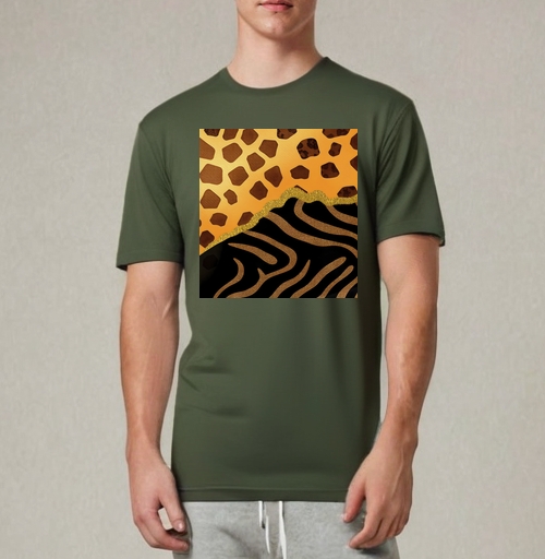 Фотография футболки Golden animal print / Золотой анималистичный паттерн зебры и жирафа